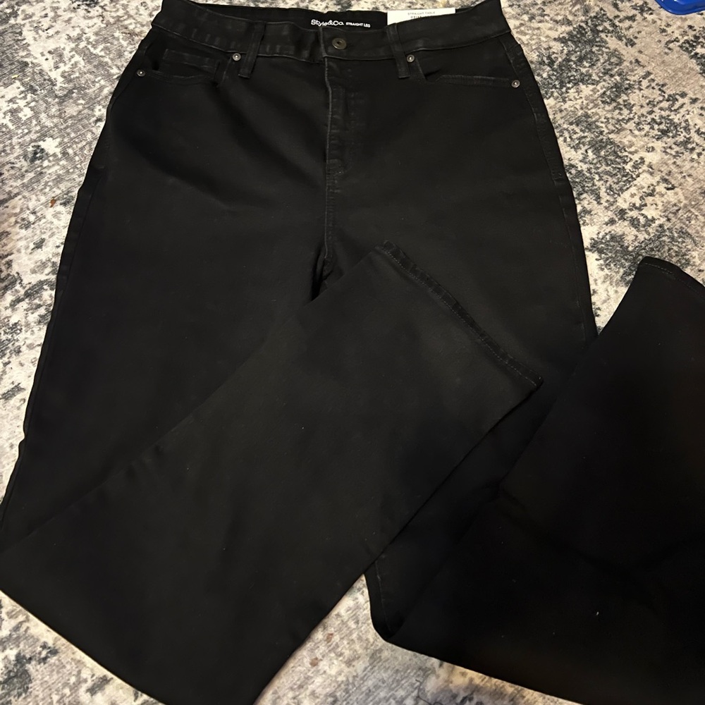 Style & Co. Deep Black Straight Leg Pants